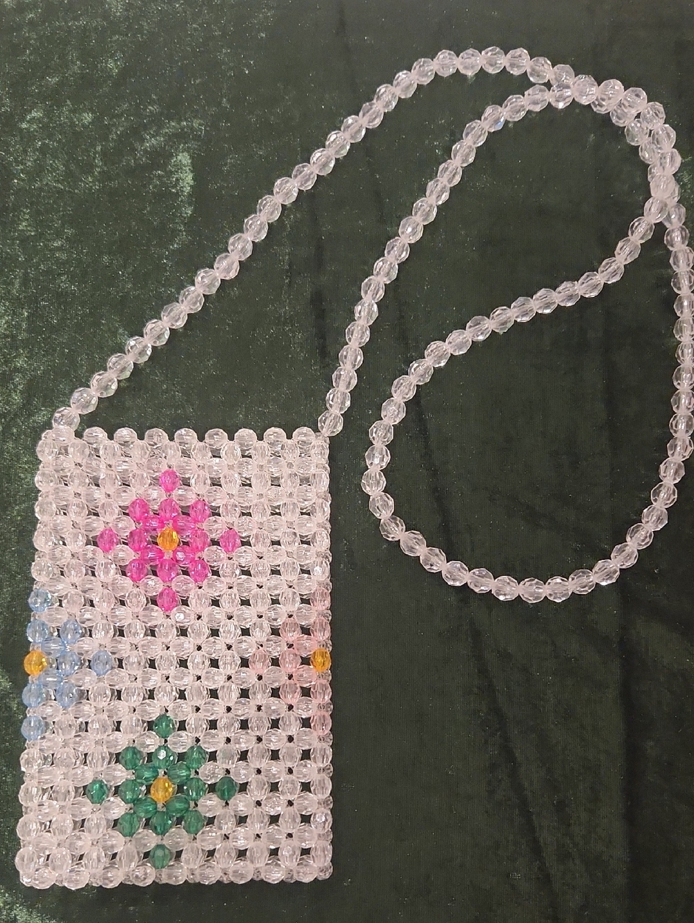 Handmade Clear Beaded Crossbody Bag
